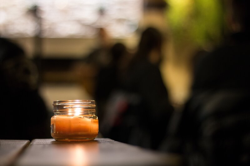 Candle on a table