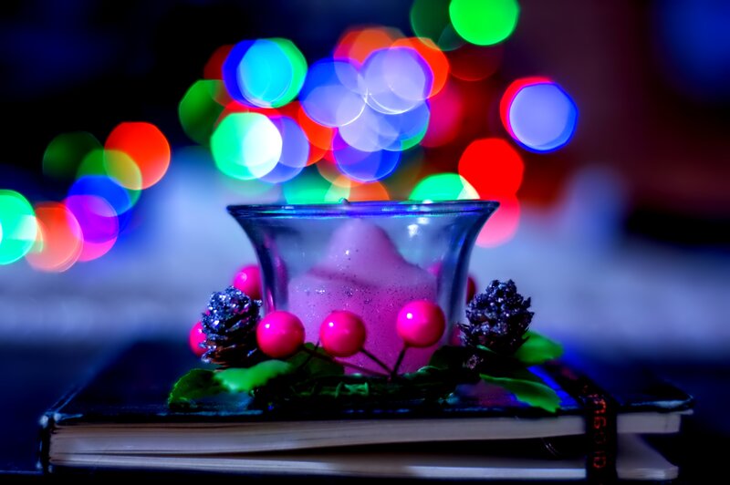 Candle on Book — Blue