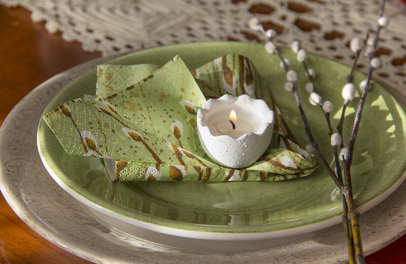 Candle on Green Plate