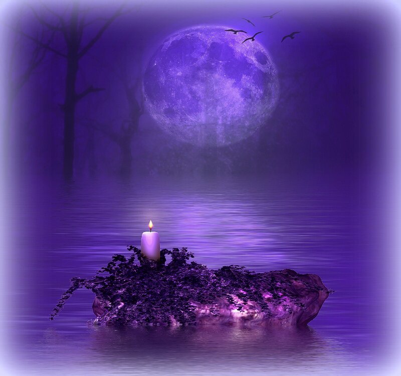 Candle on Rock in Water