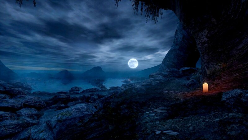 Candle on Rocky Shore