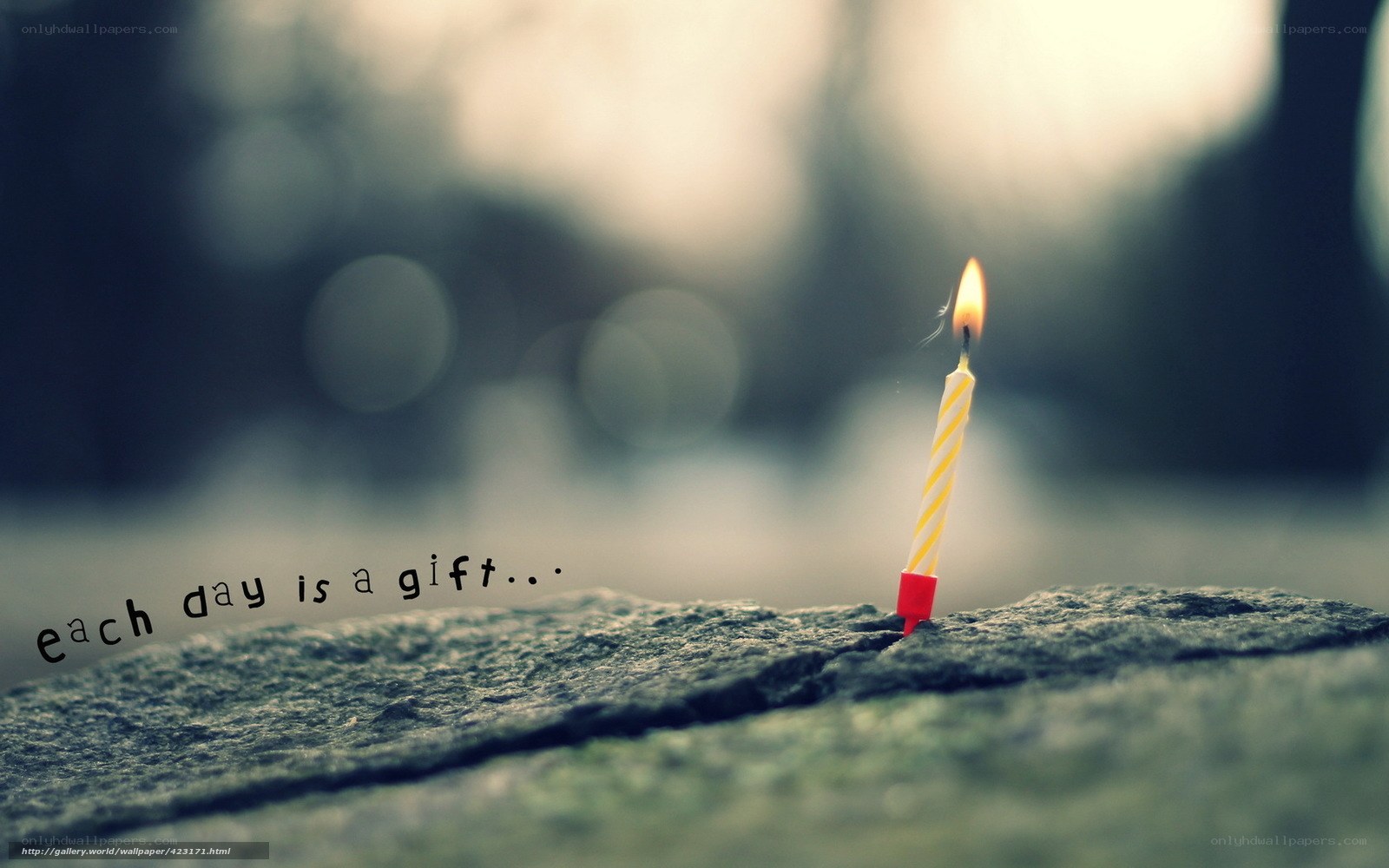 candle on stone with quote