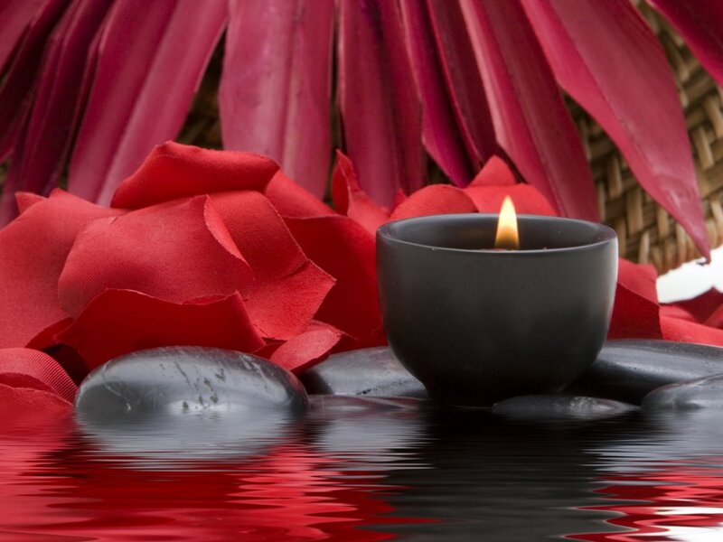 Candle on Stones — Red