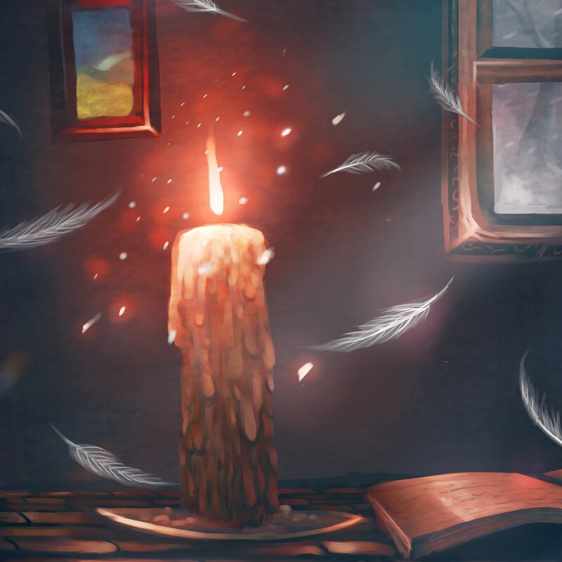 Candle on Table — Red