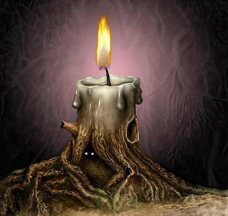 Candle on Tree Stump
