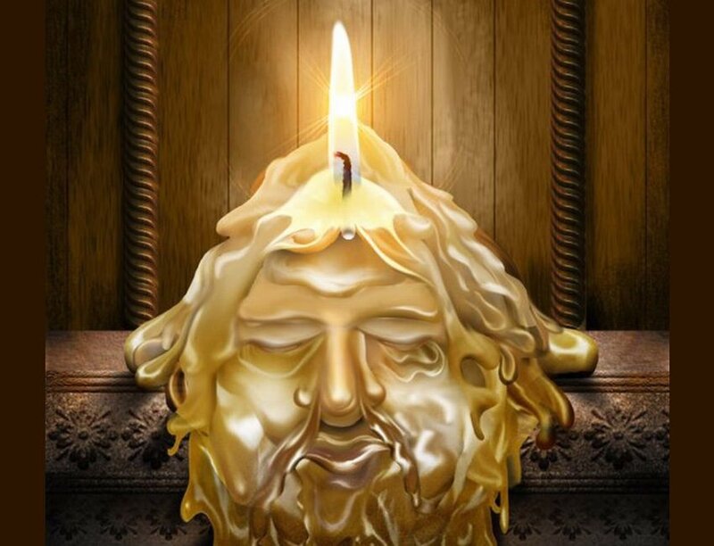 Candle Shaped Like a Face