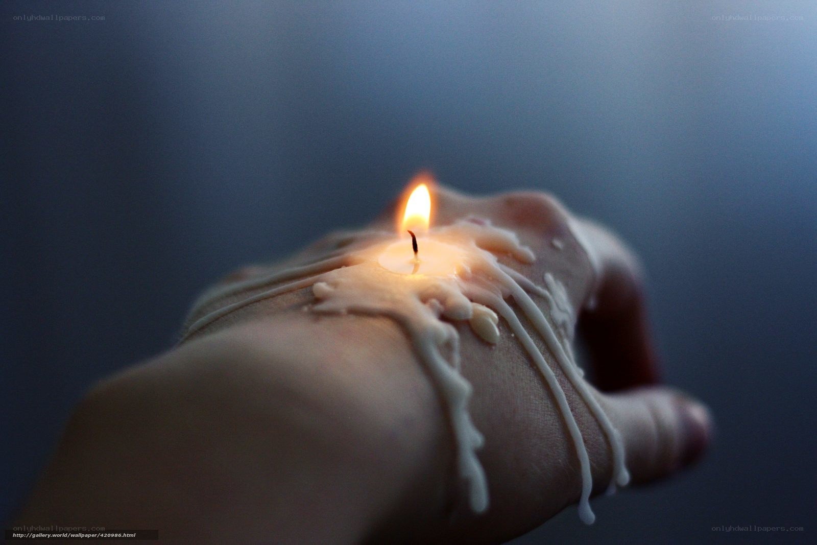 Candle wax on hand
