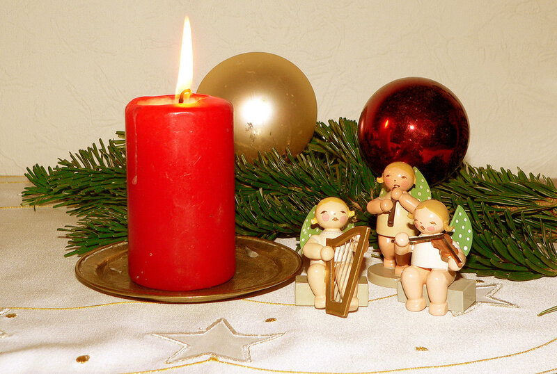Candle with Angel Figurines