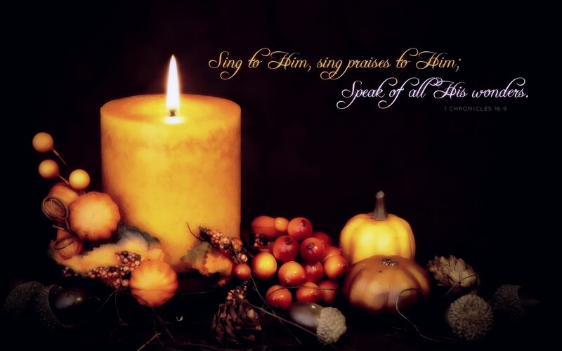 Candle with Autumn Decor