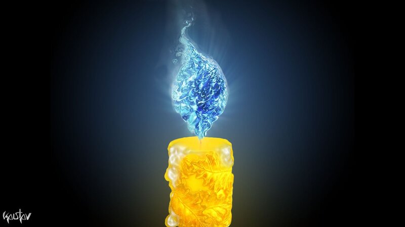 candle with blue flame