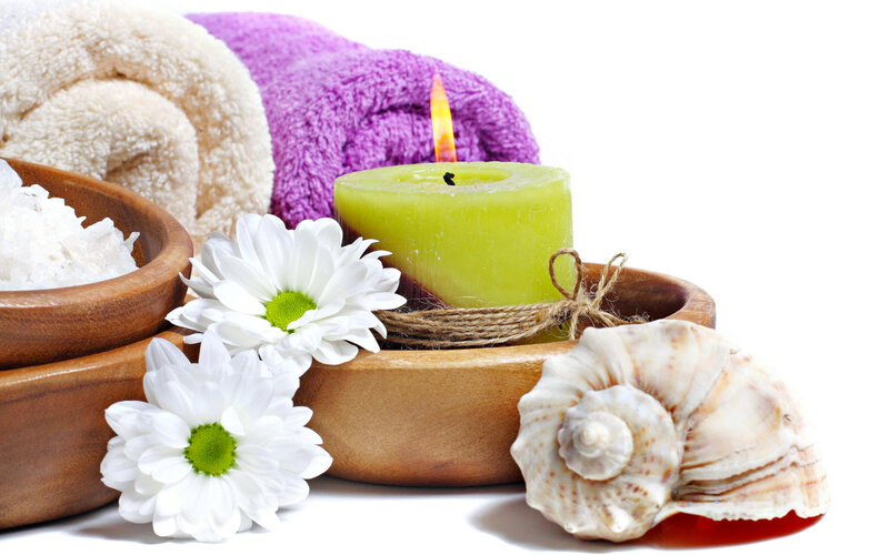 Candle with Flowers and Shell