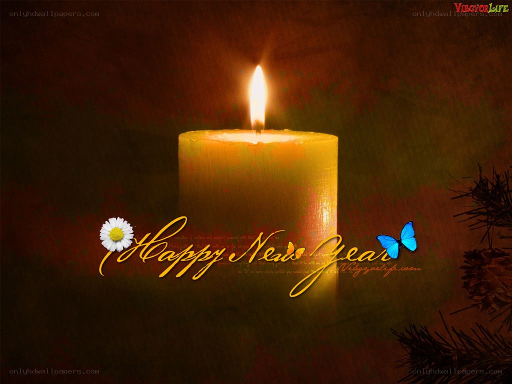 Candle with Happy New Year