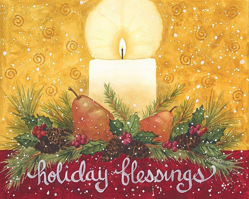 Candle with Holiday Decor — Gold