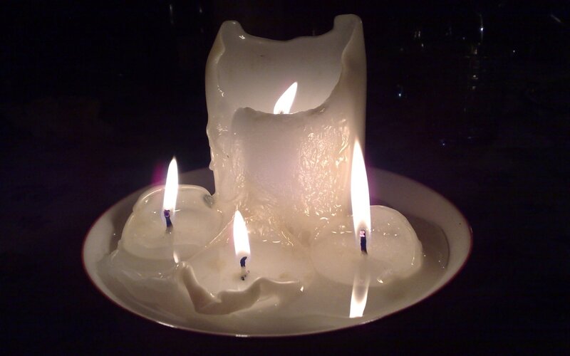 Candle with Melted Wax