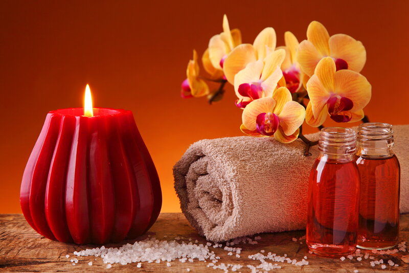 Candle with Orchids — Red