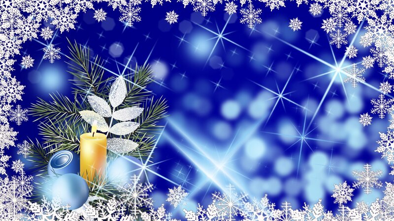 Candle with Ornaments — Blue