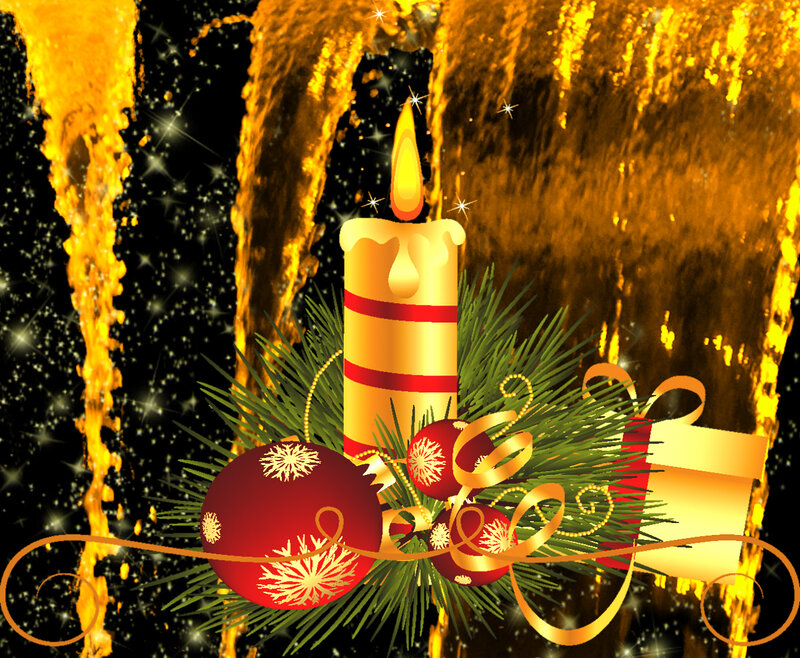 Candle with Ornaments — Gold