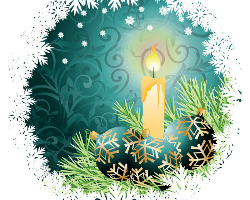 Candle with Ornaments — Green
