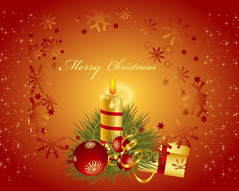Candle with Ornaments — Red, Festive, Winter, Illustration, Snowflakes, Stars