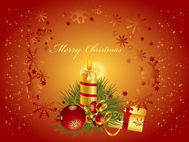 Candle with Ornaments — Red, Festive, Winter, Illustration