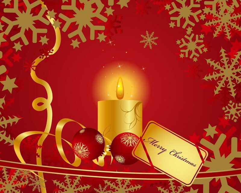 Candle with Ornaments — Red