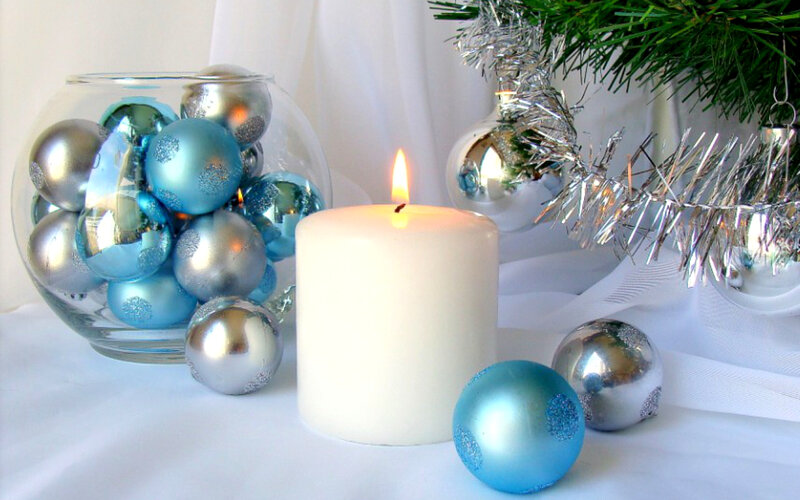Candle with Ornaments — White