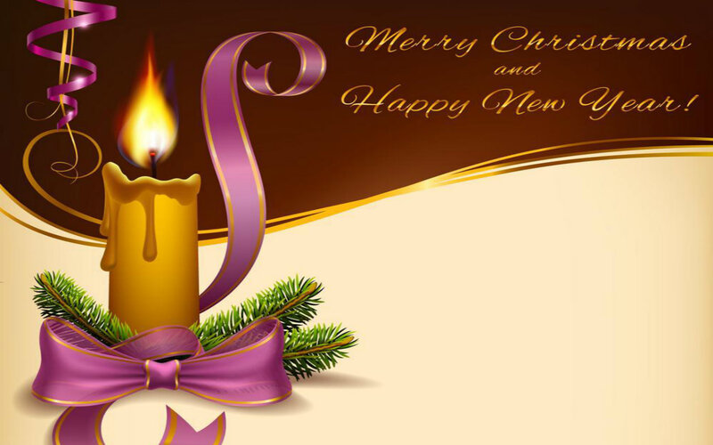 Candle with Pine Branches — Purple