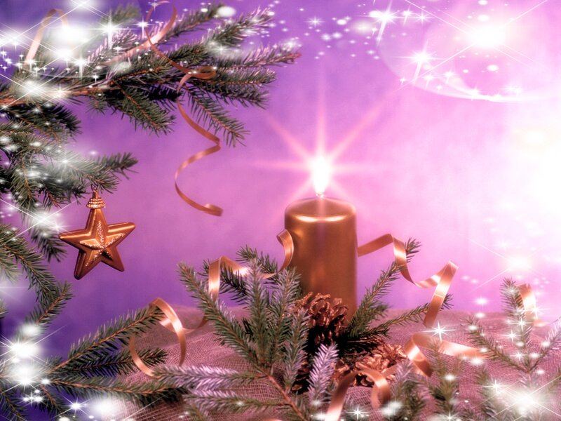 Candle with Pine Branches