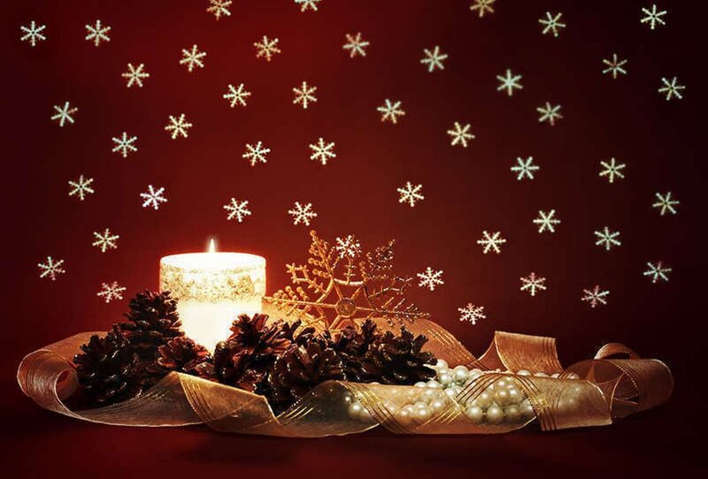 Candle with Pinecones — Red, Festive
