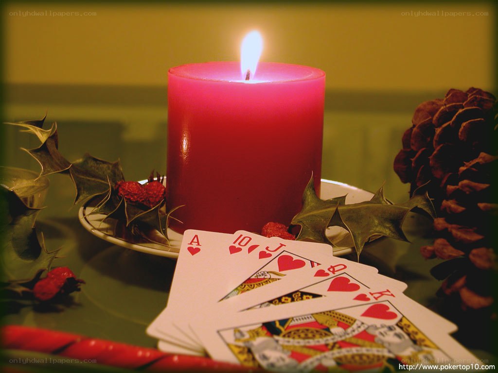 Candle with playing cards