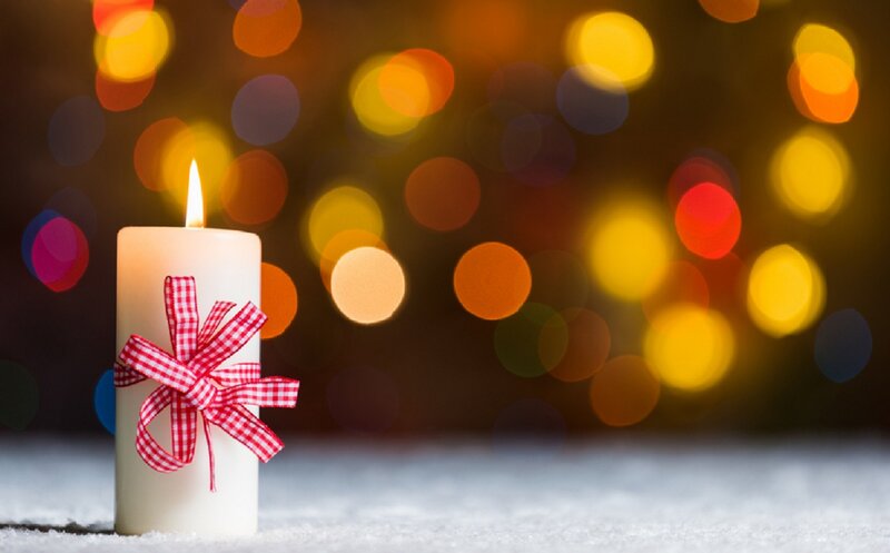Candle with Red Ribbon