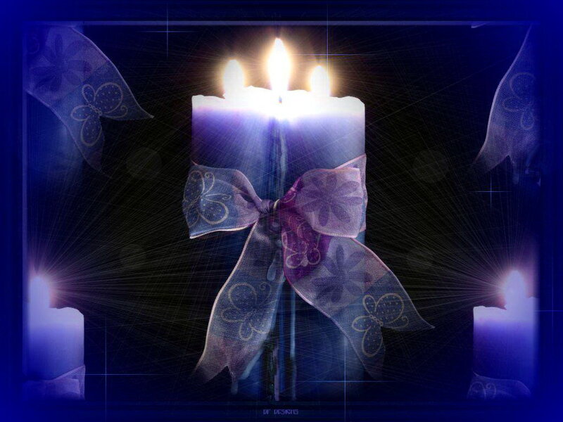 Candle with Ribbon — Blue