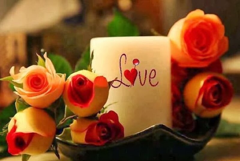 Candle with Roses — White