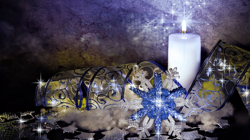 Candle with Snowflake Decorations