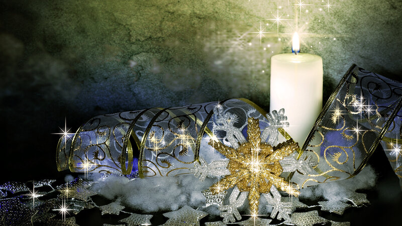 Candle with Snowflakes — White, Festive