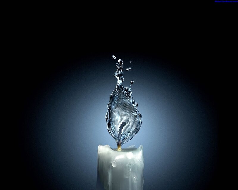 Candle with Water Splash — Black, Dramatic