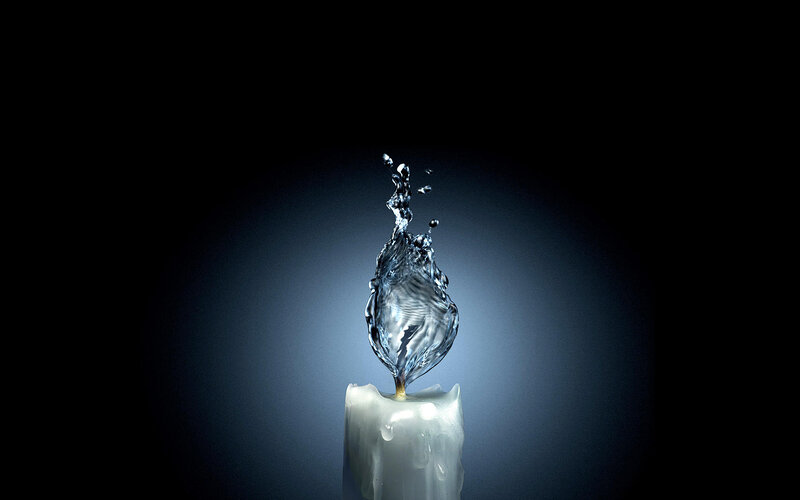Candle with water splash