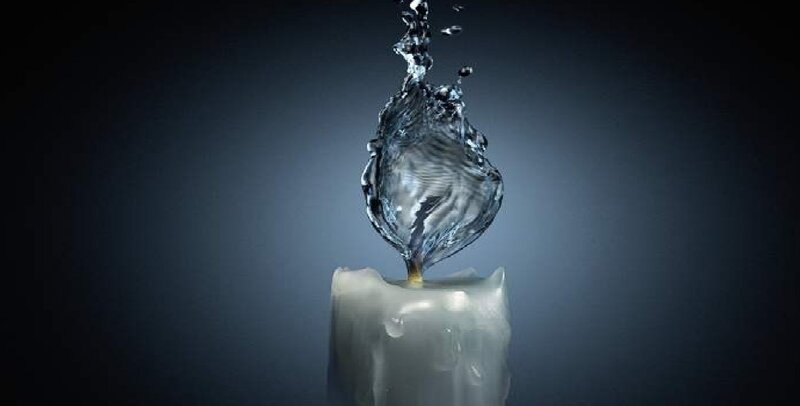 Candle with Water Splash — White