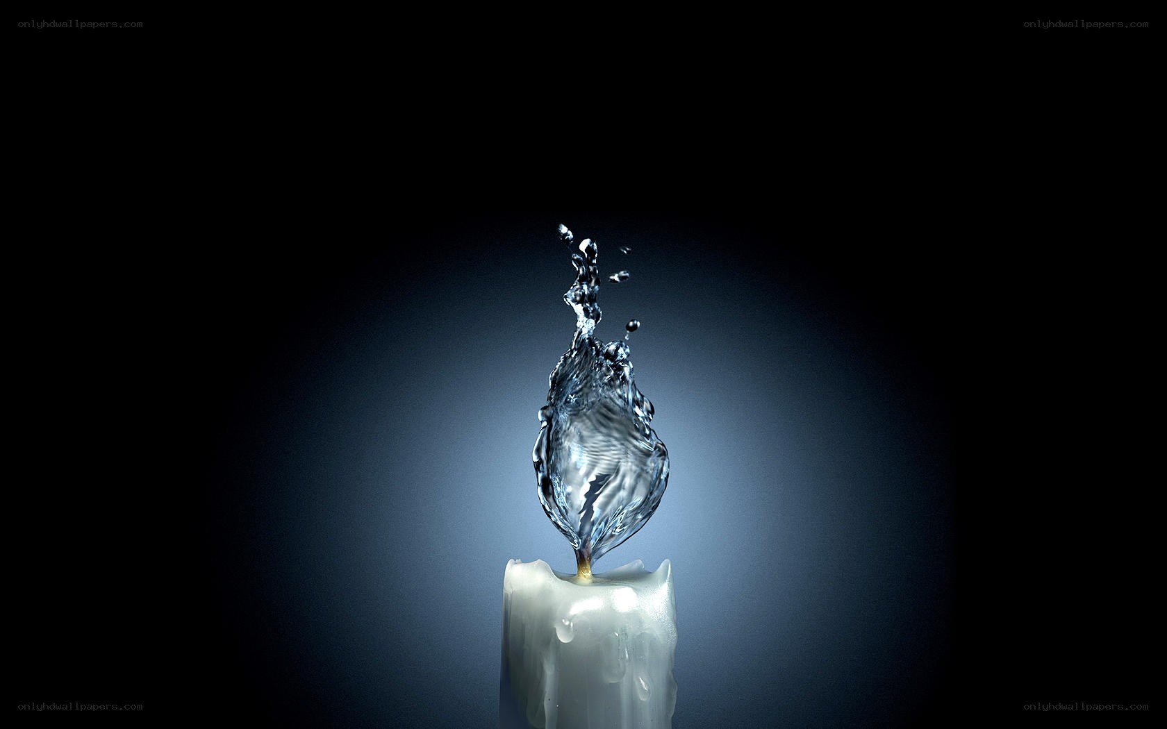 Candle with water splash