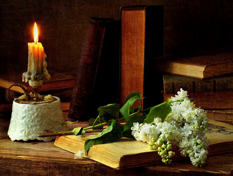 Candlelight reading still life