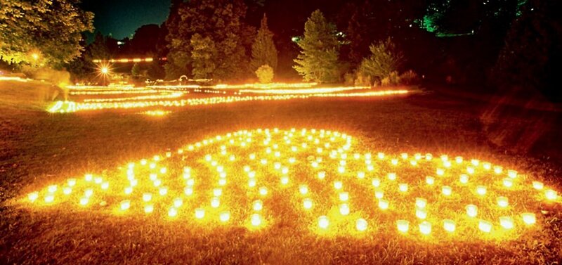 Candlelight vigil at night