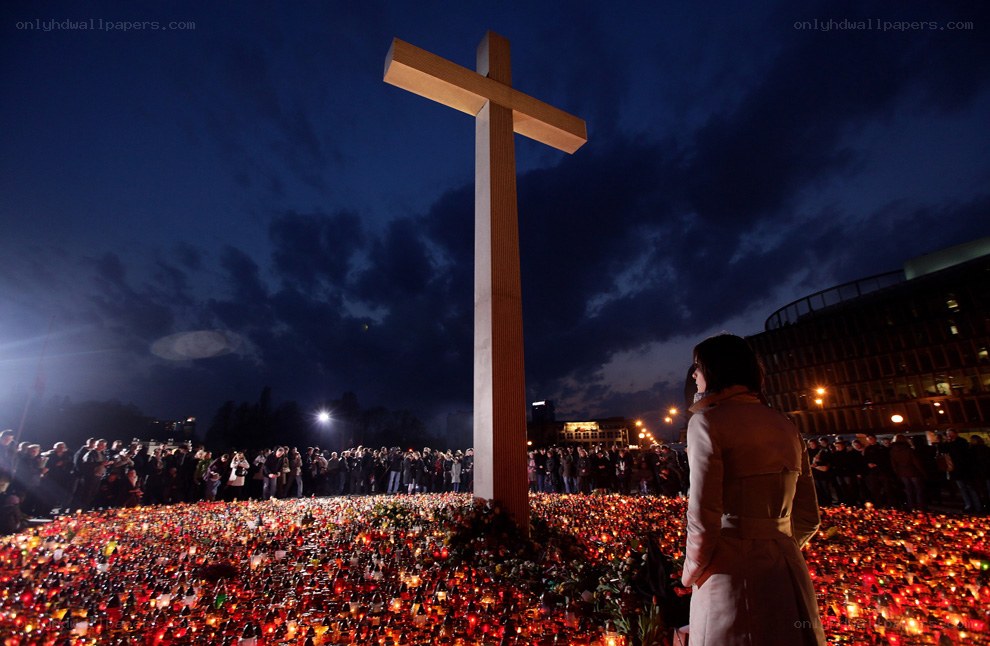 Candlelight vigil at night