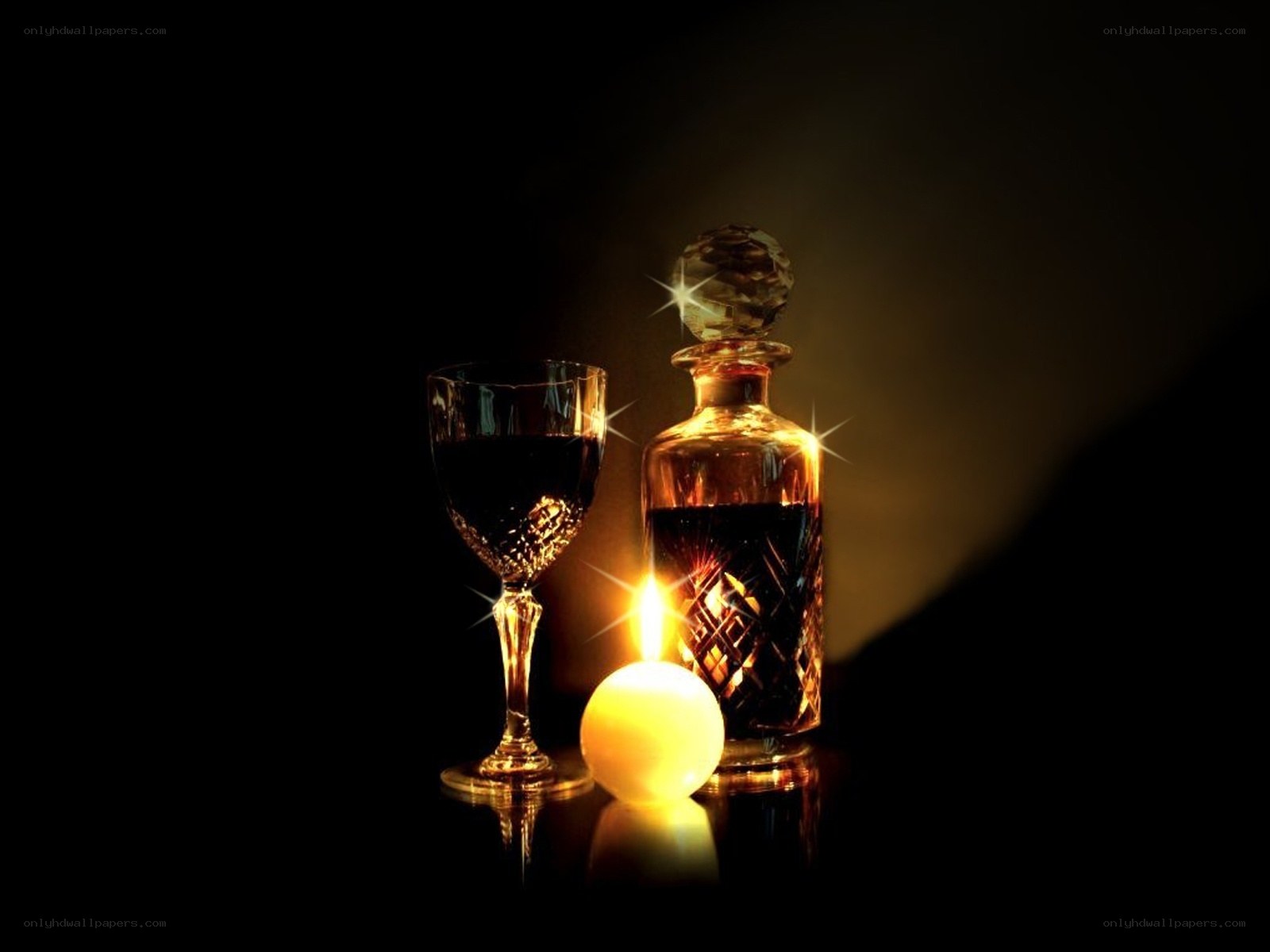 Candlelight with wine and decanter