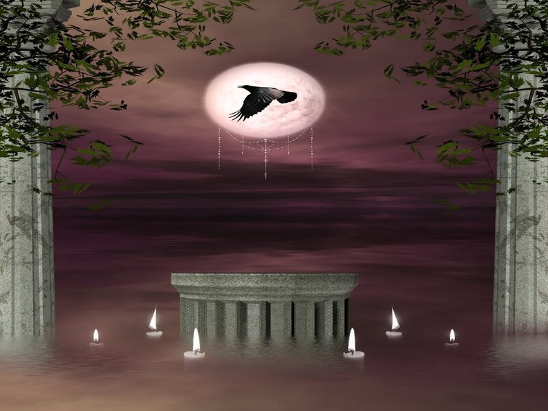 Candlelit Altar under Moon