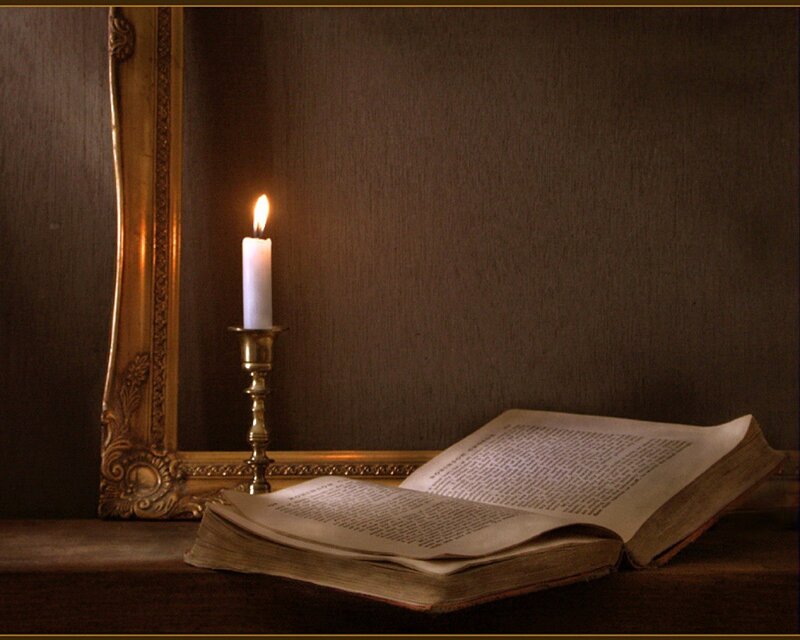 Candlelit book reading