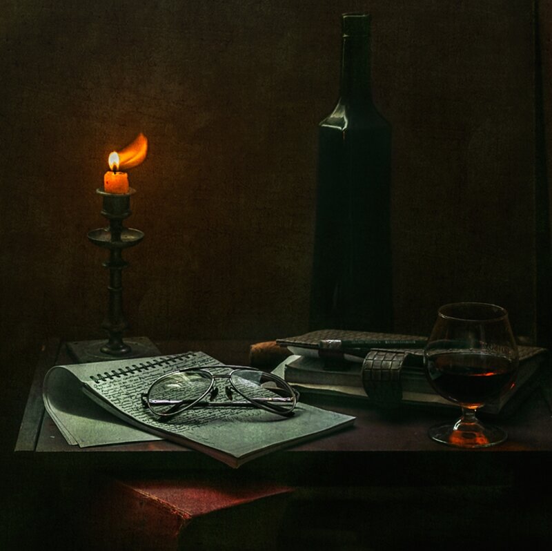 Candlelit Desk Scene