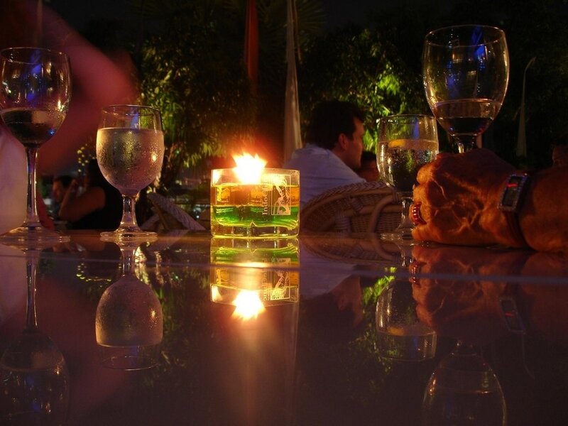 Candlelit dinner at night