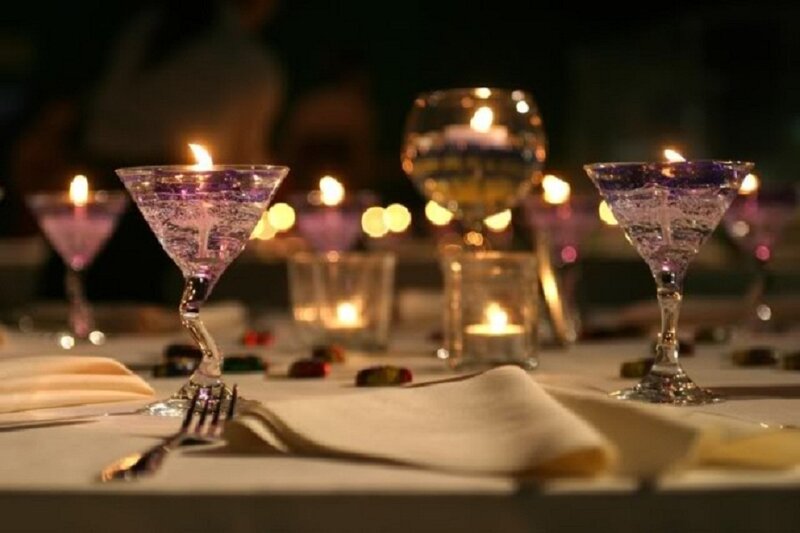 Candlelit Dinner Table — White