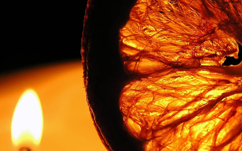 Candlelit dried orange slice