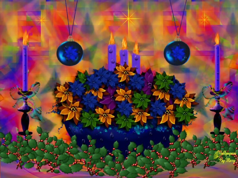 Candlelit Floral Arrangement — Blue